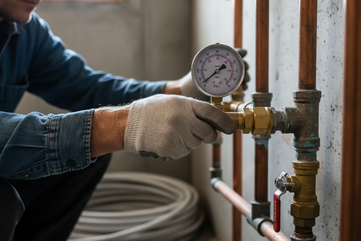 Pressure testing a repaired line during Water Line Repair in Hopewell